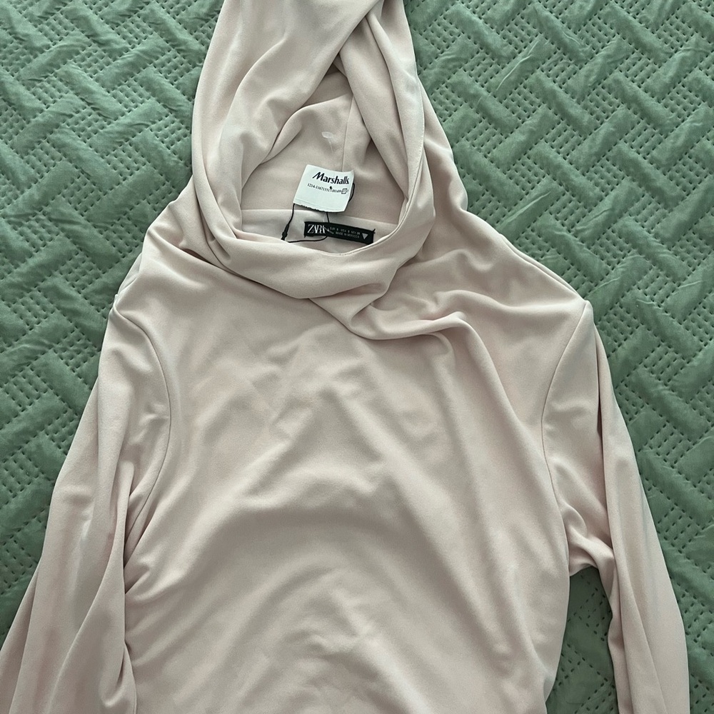 Zara Soft Beige Cowl Neck Top new 
Dress Hoodie